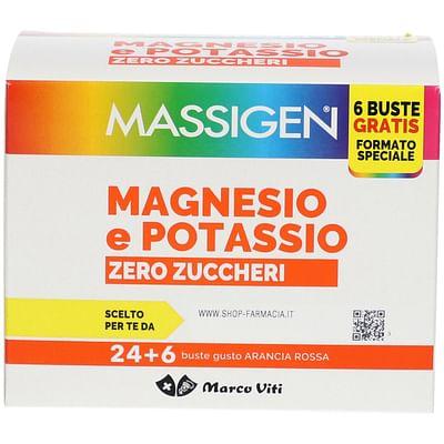 Massigen Magnesio E Potassio Zero Zuccheri 24 Bustine + 6 Gratis