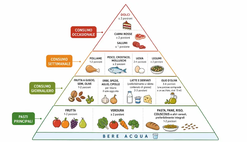 Piramide alimentare della dieta mediterranea